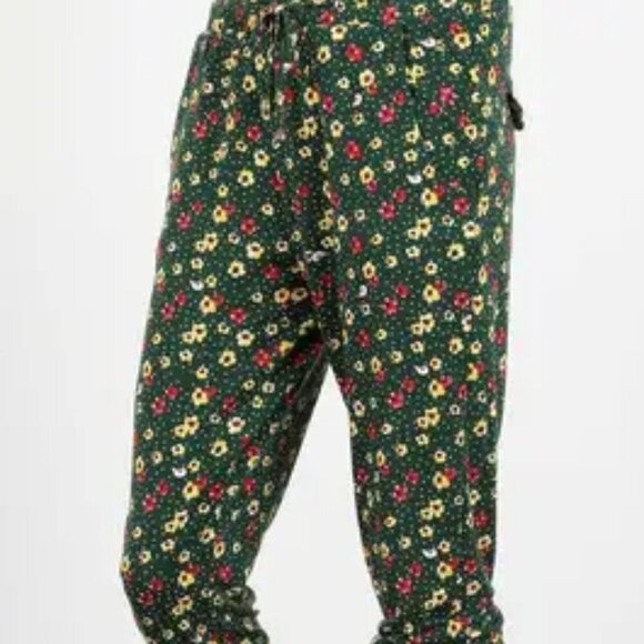NWT POL Miss Daisy Olive Ditzy Floral Knit Lounge Pants - Picture 3 of 5
